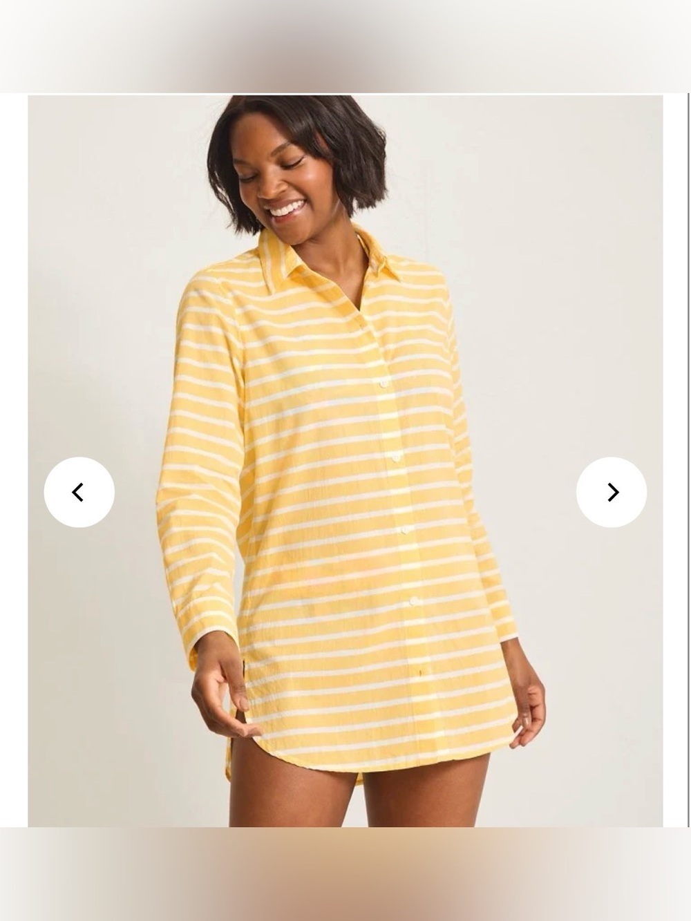 Tommy Bahama Coastline Stripe Boyfriend Shirt Cover Up XS Daffodil Daze